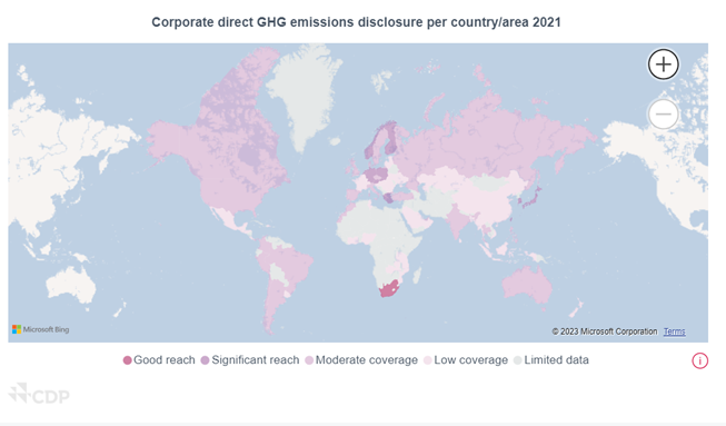 Corporate direct GHG emissions disclosure per country